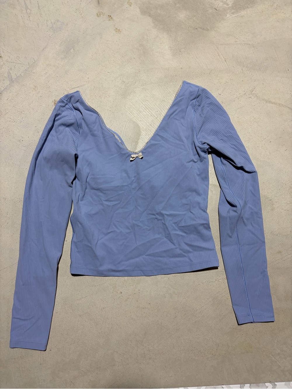 Aerie offline long sleeve ribbed cropped shirt blue small
